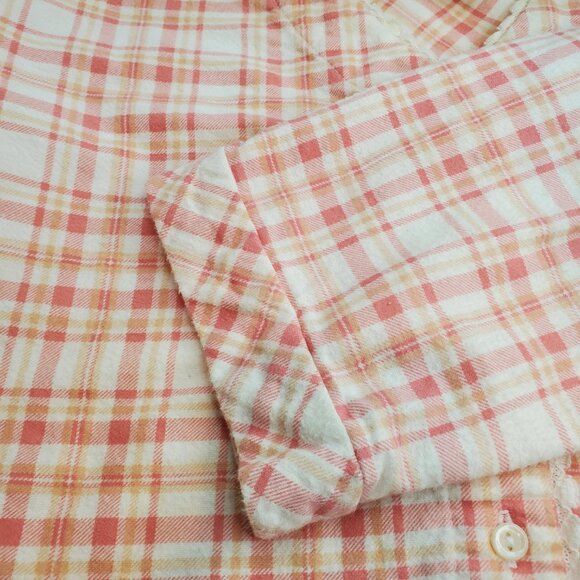 CUDDLEDOWN SZ M Vintage Women's Plaid 100% Cotton Soft Flannel Nightgown Pink - Picture 7 of 7